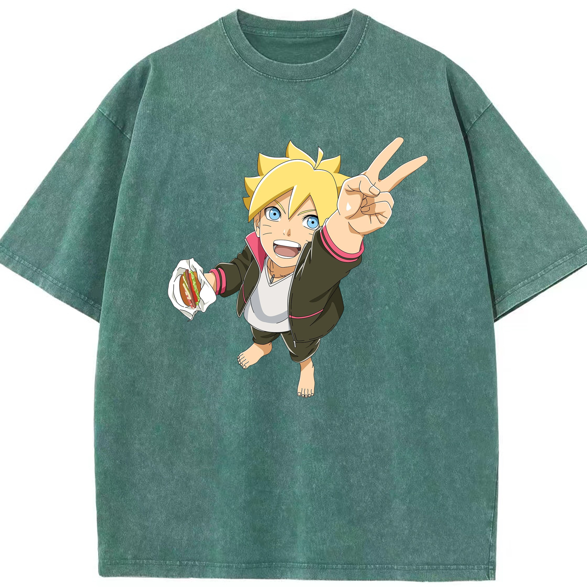 （画像用） NARUTO -ナルト- うずまき ボルト Uzumaki Boruto 綿100% ヴィンテージ風 半袖Tシャツ（フロントプリント）